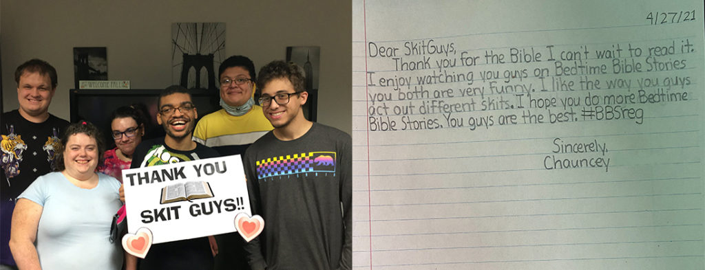 Picture of smiling students from EchoingU in Southwest Ohio. A thank you letter from one of the students.