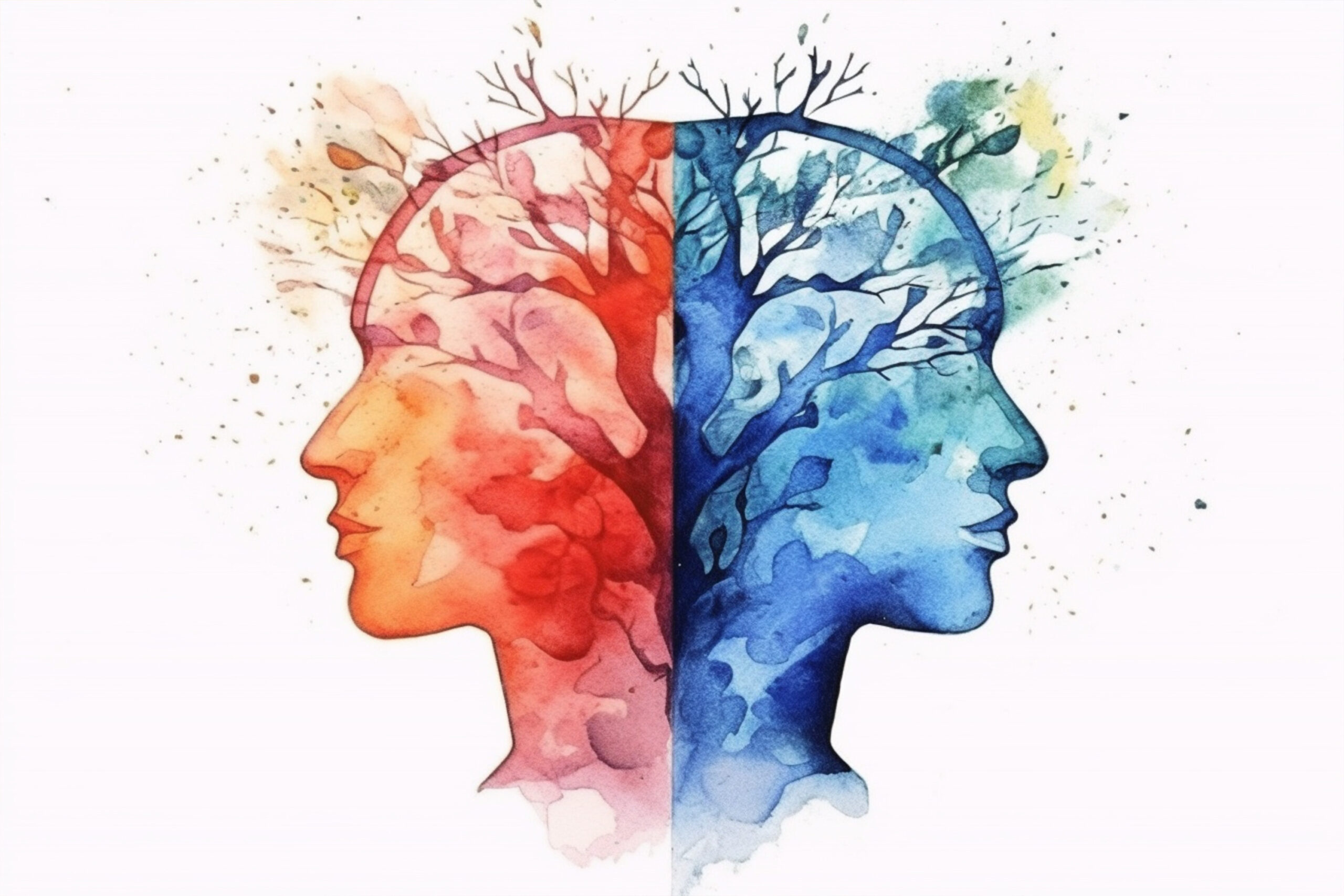 bipolar disorder mind mental health connection watercolor painting