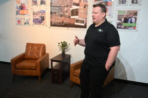 Chris S. speaks to the ladies from the Greek Orthodox Church.
