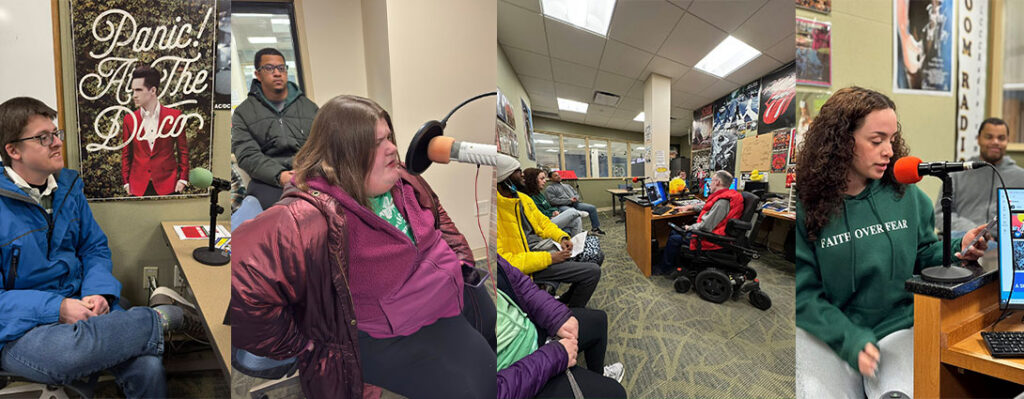 Boom Studio hosted Echoing Hills EchoingU students. Smiling faces sitting in front of the microphone, each one finding their own voice.