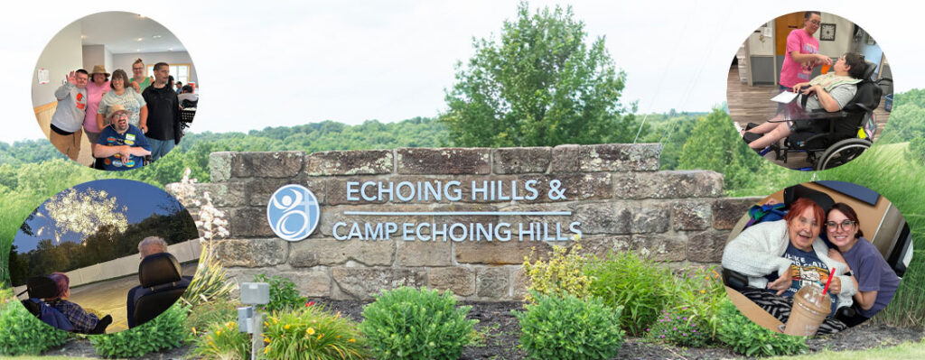 Pictures showing people served at Echoing Hills. Watching fireworks, help with drinks, out for a coffee and time with friends.